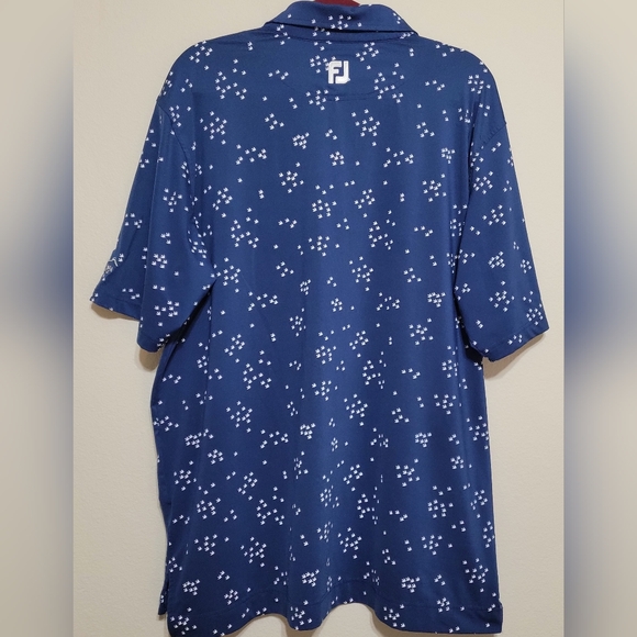 FootJoy Lisle Flock Of Birds Print Self Collar Golf Polo Shirt XL with Club Logo - Picture 2 of 8